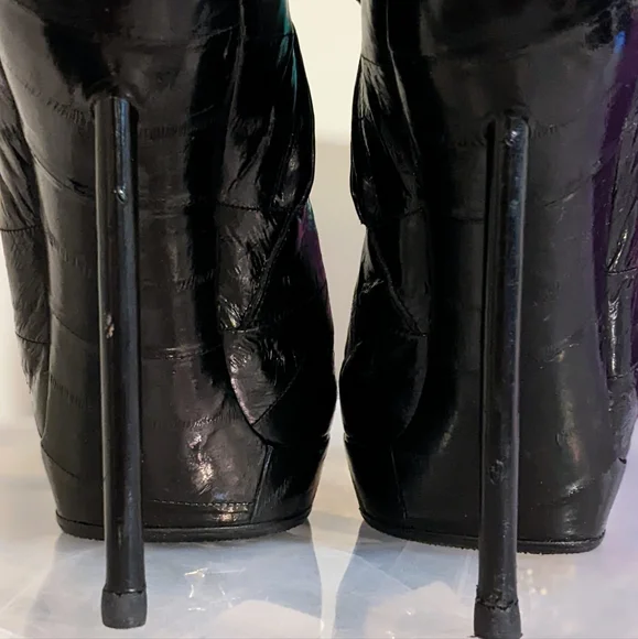 Yves Saint Laurent Eel Skin YSL Stiletto Booties 8 38 - Picture 7 of 17